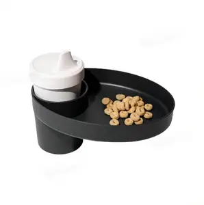 2026 Car Seat Snack Tray Travel Tray Cup Holder for Kids with Rotatable Plate Organizer ABS TPR Material Black Pink Blue Options
