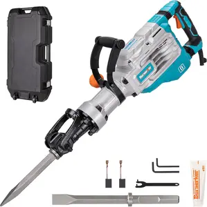 Berserker 1700W 40-Pound Demolition Jack Hammer with 1-1/8" Hex, 14.5-Amp Corded Electric Heavy Duty Demo Chipping Hammer Concrete/Pavement Breaker with Carrying Case Flat Chisel Bull Point Chisel