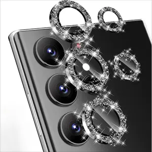 1 Pack Compatible with Samsung Galaxy S26/S26 Plus/S26 Ultra Bling Diamond HD Tempered Glass Aluminum Alloy Ring for Galaxy S22 S23 S24 S25 Ultra/Plus FE Camera Lens Protector, 9H Hardness, Anti-Scratch
