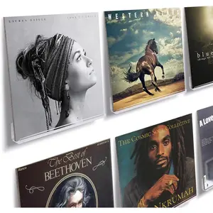 Clear Vinyl Record Shelf Wall Mount 6 Pack,Acrylic Album Record Holder Display Your Daily LP Listening in Office Home