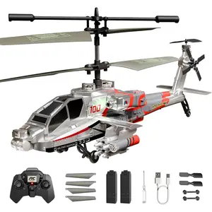 RC Scale Model Apache Helicopter, Collectible Model for Hobbyists & Adults, with Gyro, LED Light, 2 Batteries, USB-C Charging, Home Decor & Collection Gift