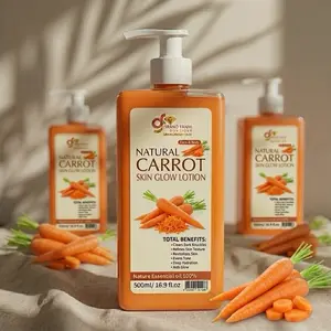 Grandfanm Natural Carrot Skin Glow Lotion 500ml - Total Benefits for Dark Spots, Refines Texture, Hydrates & Fills Pores