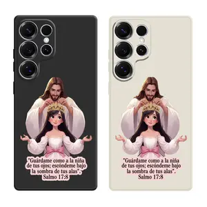 God Crowned the Girl Salmo 17:8 Quote Pattern Phone Cases For Samsung Galaxy S26 Ultra S25 Edge S24 Plus S23 FE S22 S21 Shockproof TPU Soft Liquid Silicone Cellphone Casing Cover With Lanyard Button
