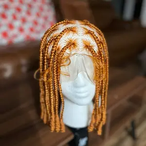 Box braid Bob ginger style braided wig 360 lace clean parting