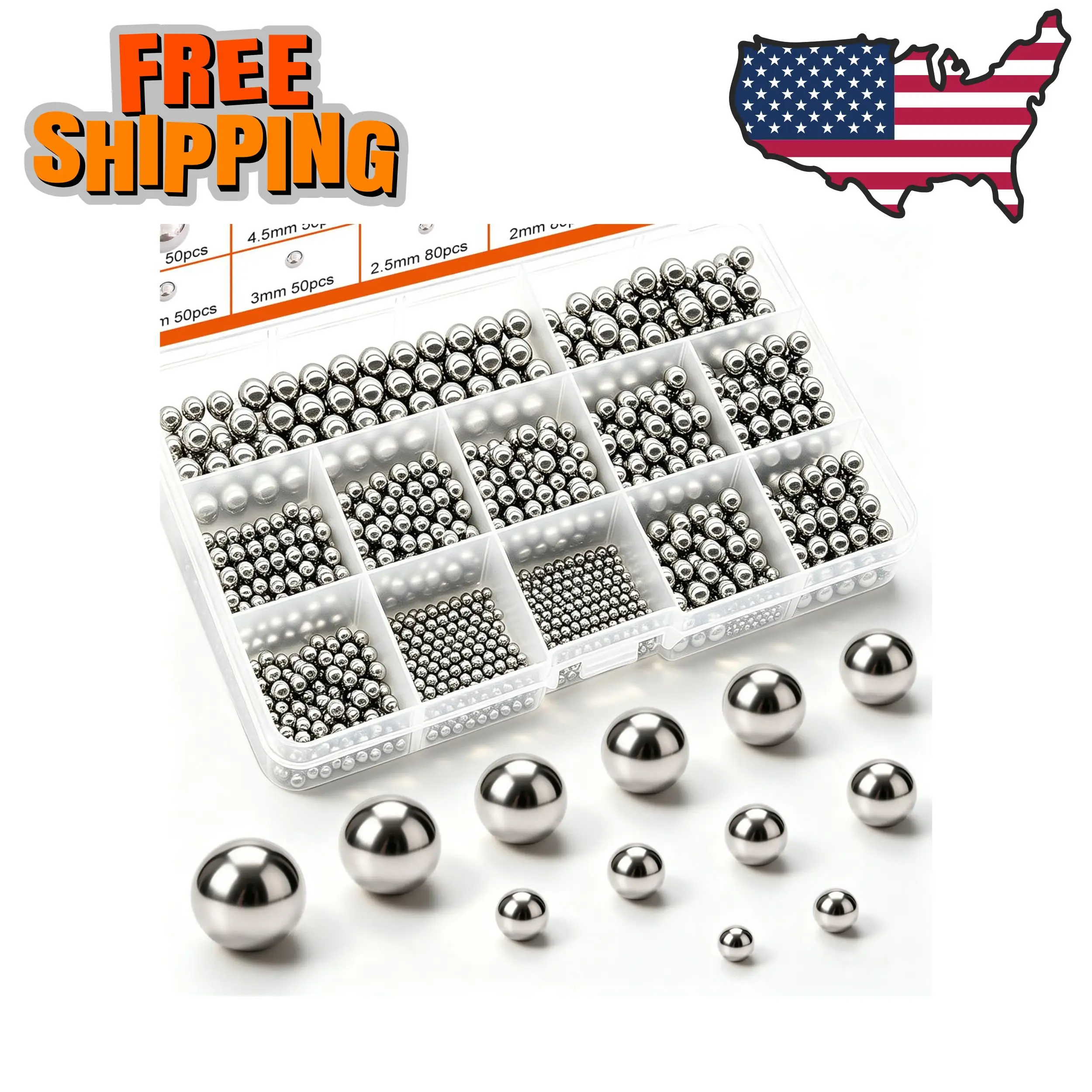 600pcs 12 Size Stainless Steel Precision Steel Balls 1-8mm