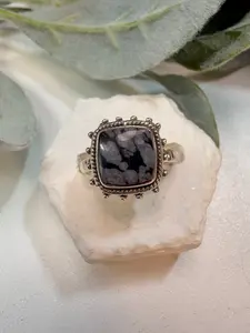 69 Snowflake Obsidian Ring Sz 8