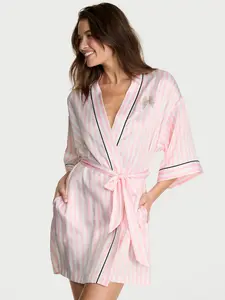 Victoria's Secret Short Satin Piped Robe for Women (XS-XXL)
