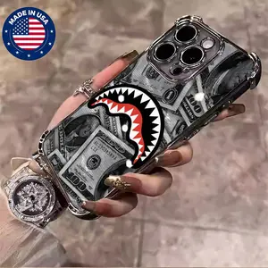 Shark Mouth Dollar Aesthetic Design Pattern Casing For iphone 16 15 14 13 12 Plus Pro Max Flaunt Mobile Phone Case Soft Silicon TPU anti-drop Drop Protection Shockproof Protector Vintage unique Fashion Trend Anti-scratch Stylish Smartphone Cover