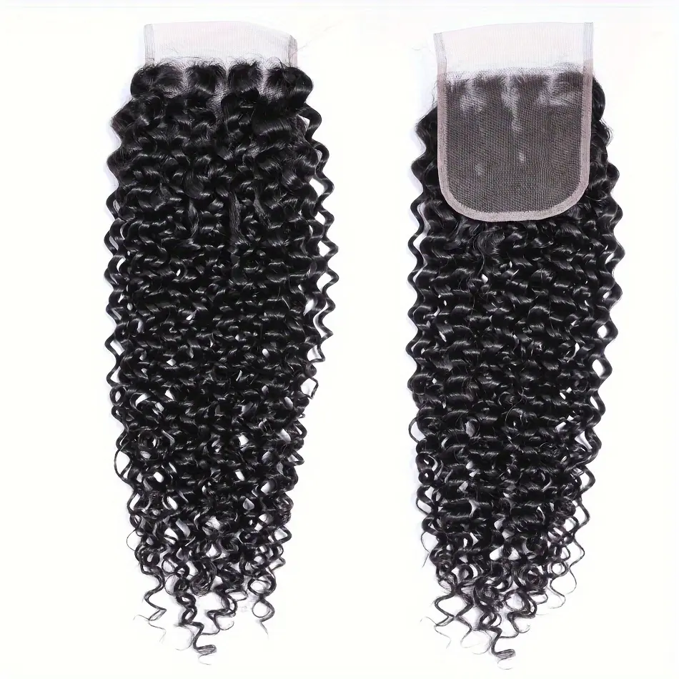 Wholesale NEW Arrived 2025 New Fashionable New 2025 Arrivals Curly Lace Closure Human Hair Kinky Curly Closure 4x4 Part Middle Part Three Part Swiss Lace Closure 12A Brazilian Virgin Curly Human Hair Closure Unprocessed Human Hair Natural Black