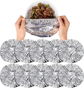 50Pcs Reusable Aluminium Foil Sheets, Adjustable Food Storage Lids, Kitchen Food Covers, Thermal Covers, Aluminium Foil Food Covers, Fresh-Keeping Thermal Film, Elastic Bowl Lids.