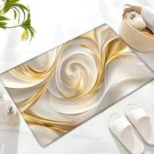 Elegant golden ribbon swirl, Flannel bath mats, kitchen floor mats, bedroom mats, pet mats, Versatile use, suitable for bathrooms, kitchens, living rooms, laundry rooms, dining rooms, fatigue relief, ideal gifts