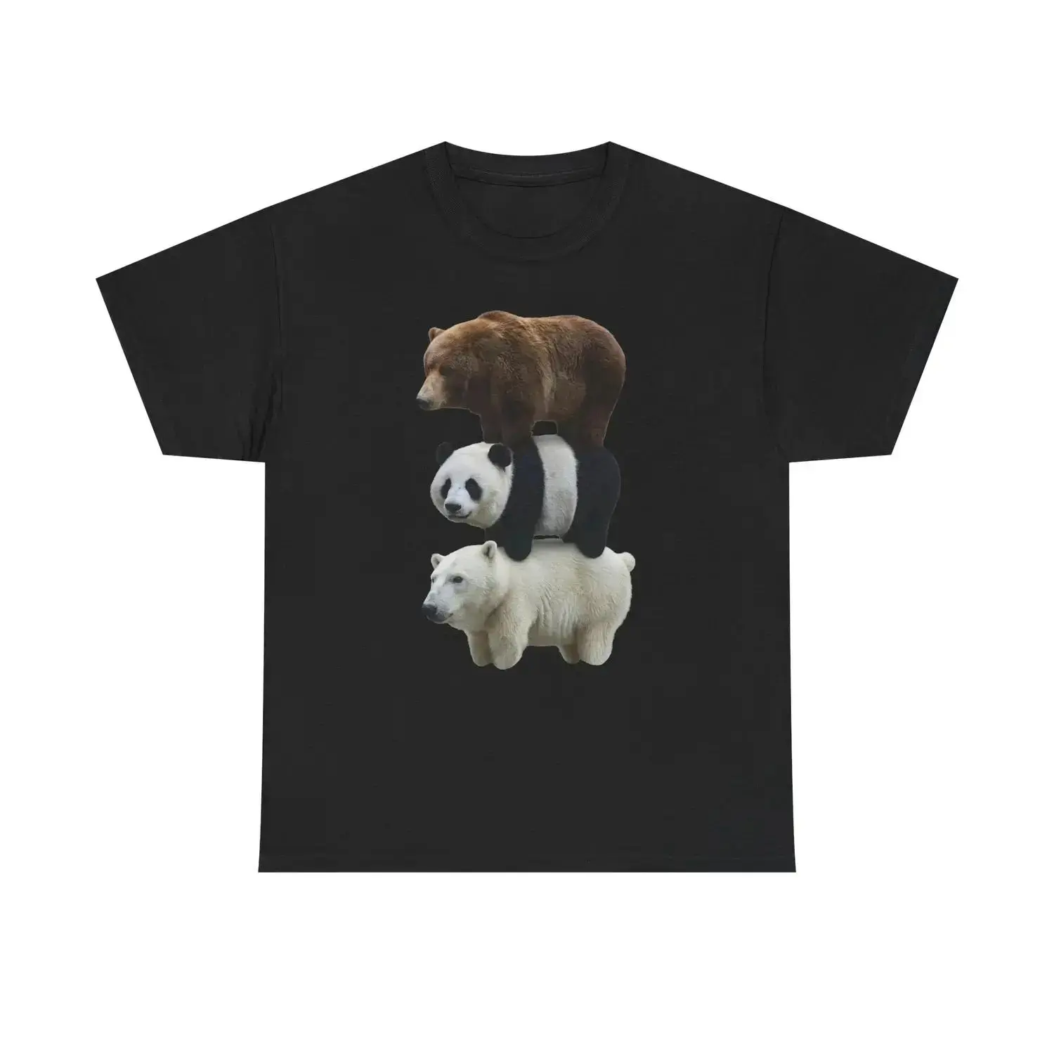 Unisex Loose Fit Realistic Bear Animal Graphic T‑Shirt, Soft Premium Cotton Blend Crew Neck Short Sleeve Streetwear Top, Cute Wildlife Print Daily Outfit, Holiday Birthday Gift for Animal Lovers