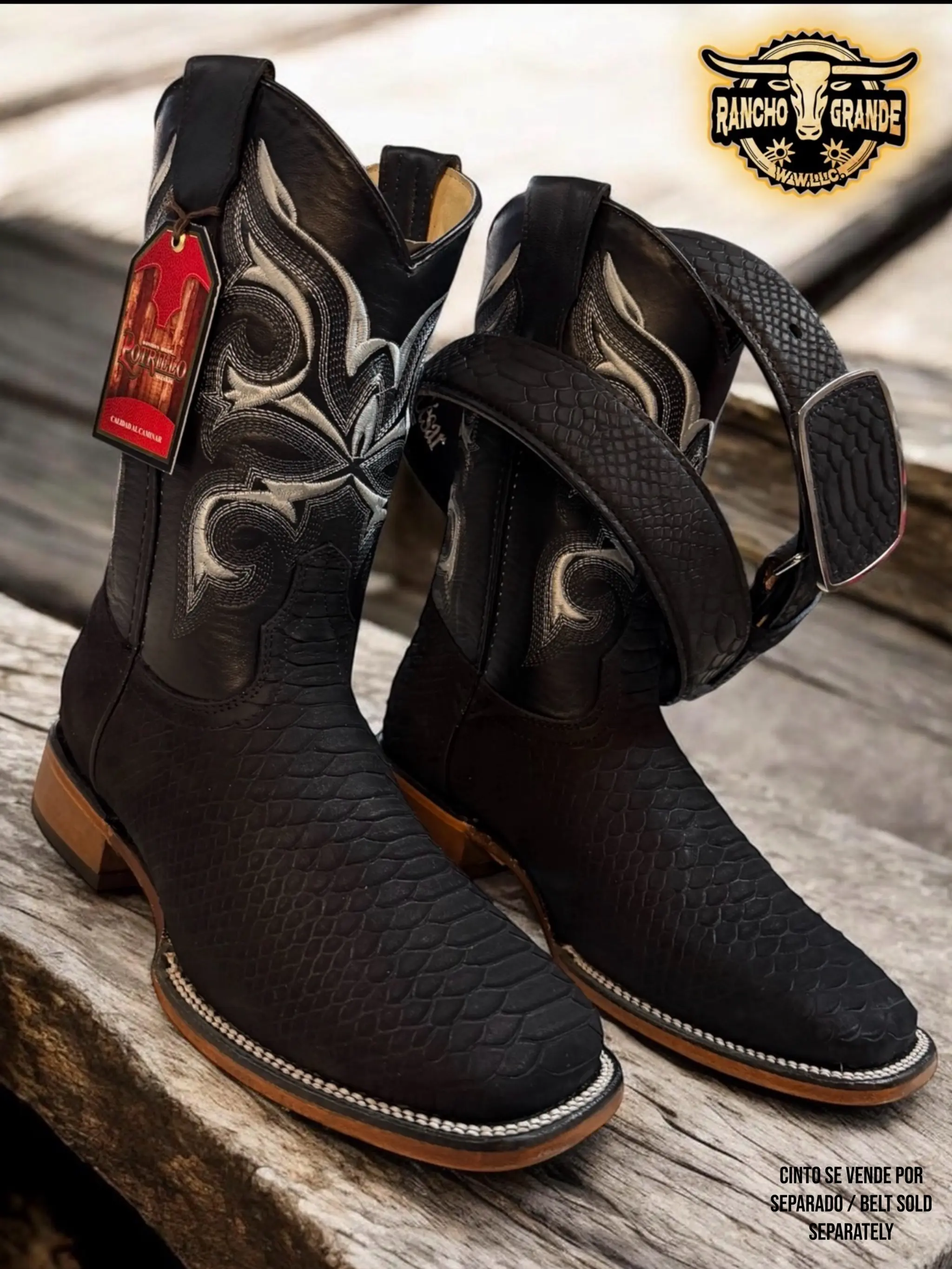 Nuevas Botas para Hombre Piel Genuina Nuevo Diseno / Men's Square Toe Genine Leather New Print Design