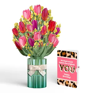 Cheerful Tulips Birthday Bouquet and The original YOU Sentiment Set