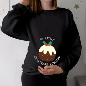 My Little Christmas Pudding Maternity Sweatshirts, Mum to be Pregnancy Announcement Women Sweater, Funny Xmas Gift Jumper
