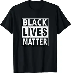 Black Lives Matter BLM Black History Month Protest Power Graphic Print Shortsleeve Cotton T-Shirt