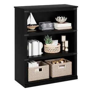 🖤 Slim 32" wide, bold black finish. This retro 3-shelf bookcase turns dead corners into a curated library—no floor space wasted.