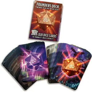 Draw20 Founders Deck D20 Dice Cards - Elven Glade & Wizard Tower - 20 Illustrated Cards for Any TTRPG System - 3x2.5x.5 Inches - 3.5 Ounces