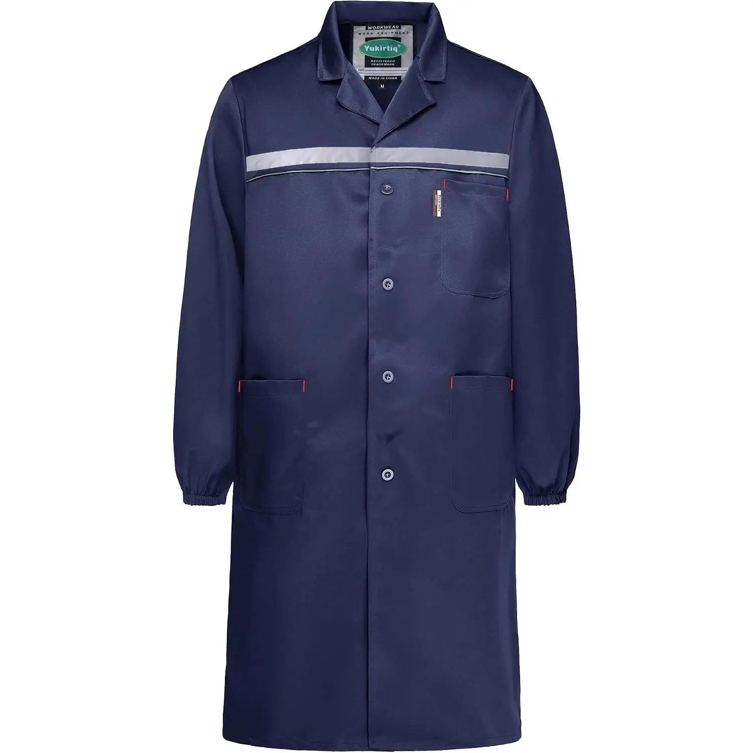 Men's Reflective Long Lab Coat Work Smock for Warehouse DIY Garage Painter Scientist Laboratory