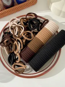 100 Pcs Random Color Hair Ties, High Elasticity Seamless Rubber Bands, Durable Casual Style for All Seasons, Elastic Hair Accessory