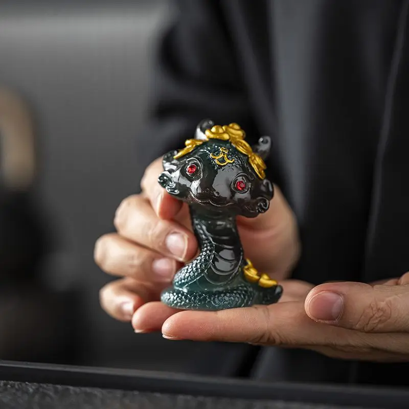 New Arrival Color Changing Snake Tea Pet Lucky Auspicious Figurine Exquisite Tea Table Ornament Creative Novelty Decor Great Gift For Boyfriend Girlfriend Unique Tea Set Accessory Traditional Home Decoration Cool Collectible For Tea Lovers Daily Tea Decor