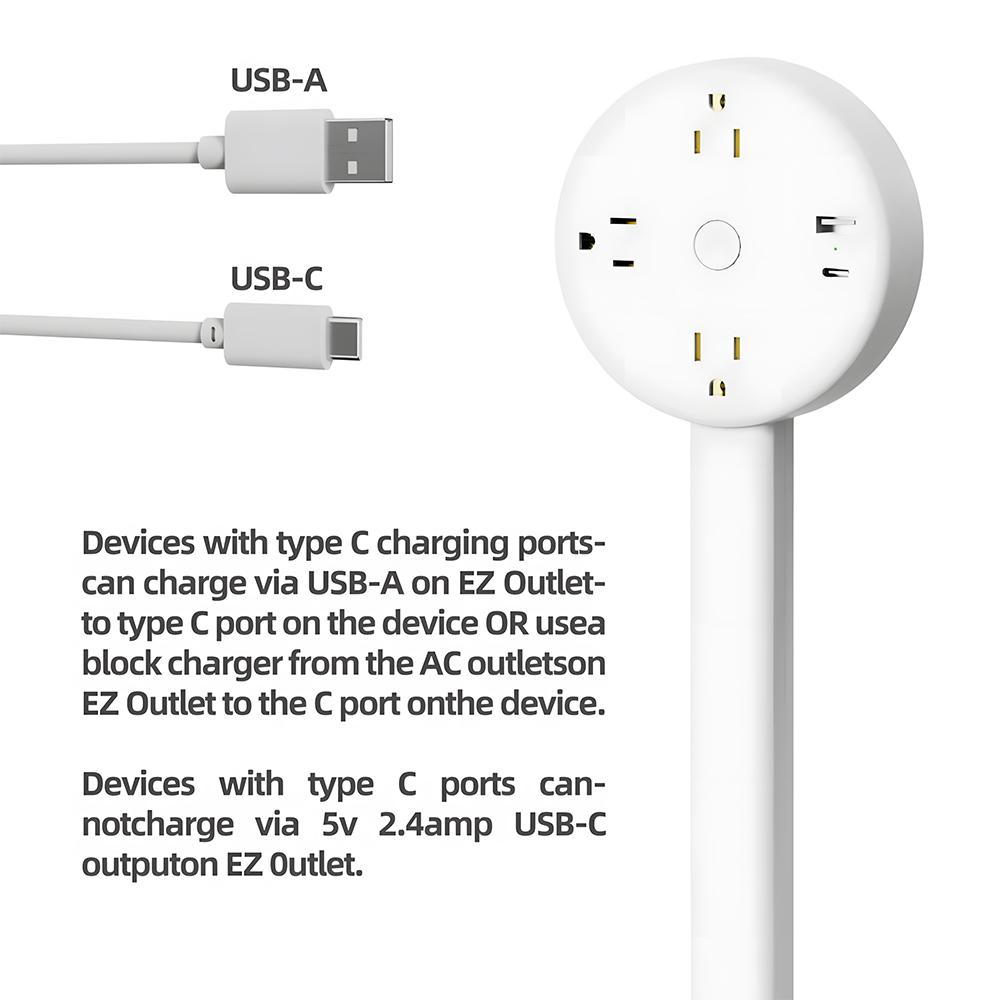 Compact Home Supplies Outlet Splitter Expander - 180° Rotatable Wall Plug Extender, Telescopic Adjustable Length, Security-Upgraded, for Behind Couch, Nightstand Power Access Expansion
