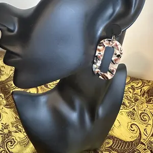 Brown And Cream Oval Camouflage Earrings Female Female Female Female Female Female Female