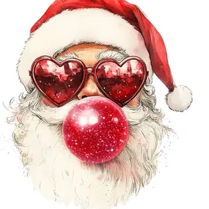 Claus Sublimation Print for 50% Polyester Shirts Infusing Ink Design Santa Claus Heart Sunglasses Christmas Theme