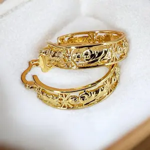 St. Jude Thaddeus Hoop Earrings Gold Plated 14K Protection Faith with Style Elegant Shine Viral Trend Ideal Gift