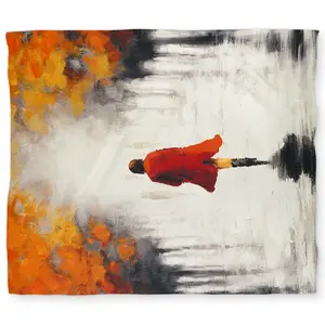 Begin Home Decor C1DCKSW0OHG5DO Woman with A Red Coat by Fall - Romantic King Size Duvet Cover - Home Decor
