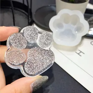 1pc Paw Print Silicone Mold, Clear Epoxy Resin Casting Mold for DIY Crafts, Jewelry Making, Glitter Quicksand Ornaments, Rhinestone Sparkle, Hollow Pet Paw Design for Decorative Cake, Jelly, DIY Jewelry Accessories