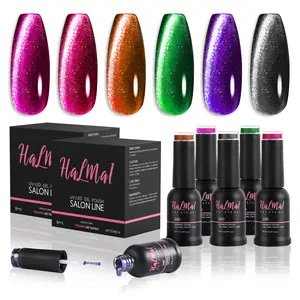 HALMAI 6 Colors 24D Cat Eye Gel Nail Polish,Upgraded Magnetic Gels Polish Kit,Salon Gel Manicure and Nail Art DIY at home,Luminous Reign