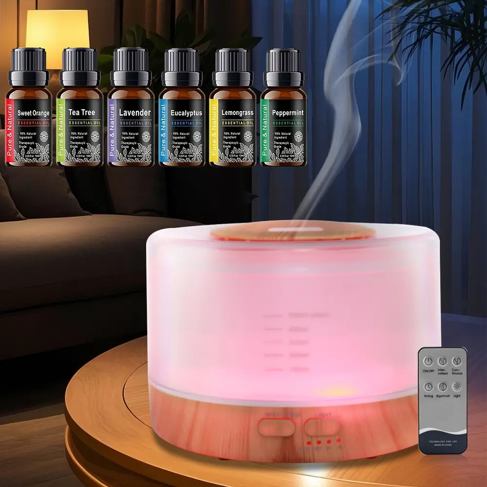 **700ml Essential Oil Diffuser, Ultrasonic Quiet Aroma Humidifier, 7 Color Changing LED Night Light, Visible Water Level Tank, Aromatherapy Vaporizer for Bedroom Office Home Decor Gift**