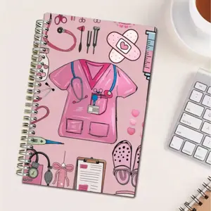Nurse Notebook with Cute Illustrations, Thick Pages, Silent Flip, Medical Assistant Daily Planner, Nurse's Day Gift, Spiral Notebook