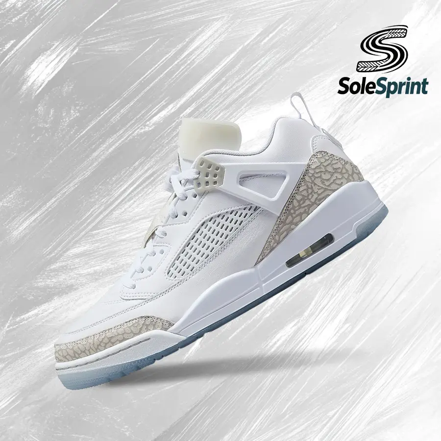 Nike Air Jordan Spizike Low White Metallic Silver Barely Blue Neutral Grey - Men's Lifestyle Sneakers - FQ1759 103, Vintage-Inspired Running Shoes, Shock-Absorbing Comfort, Gym-Streetwear Casual Wear, Back to School