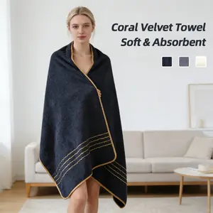 Ultra Soft Coral Fleece Bath Towel | Super Absorbent & Quick Dry | Large Size for Adults & Long Hair | No Shedding Luxury Towel for Sensitive Skin | Ideal for Spa, Gym, Home