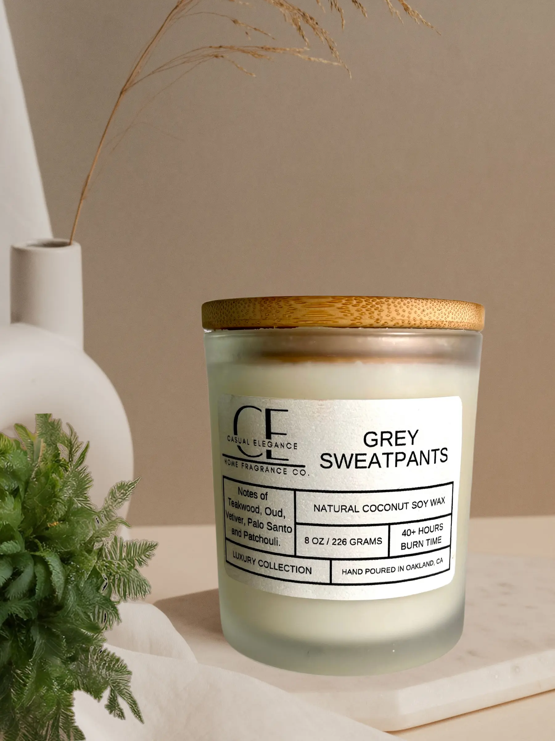 Grey Sweatpants Coconut Soy Candle - Musk & Teakwood
