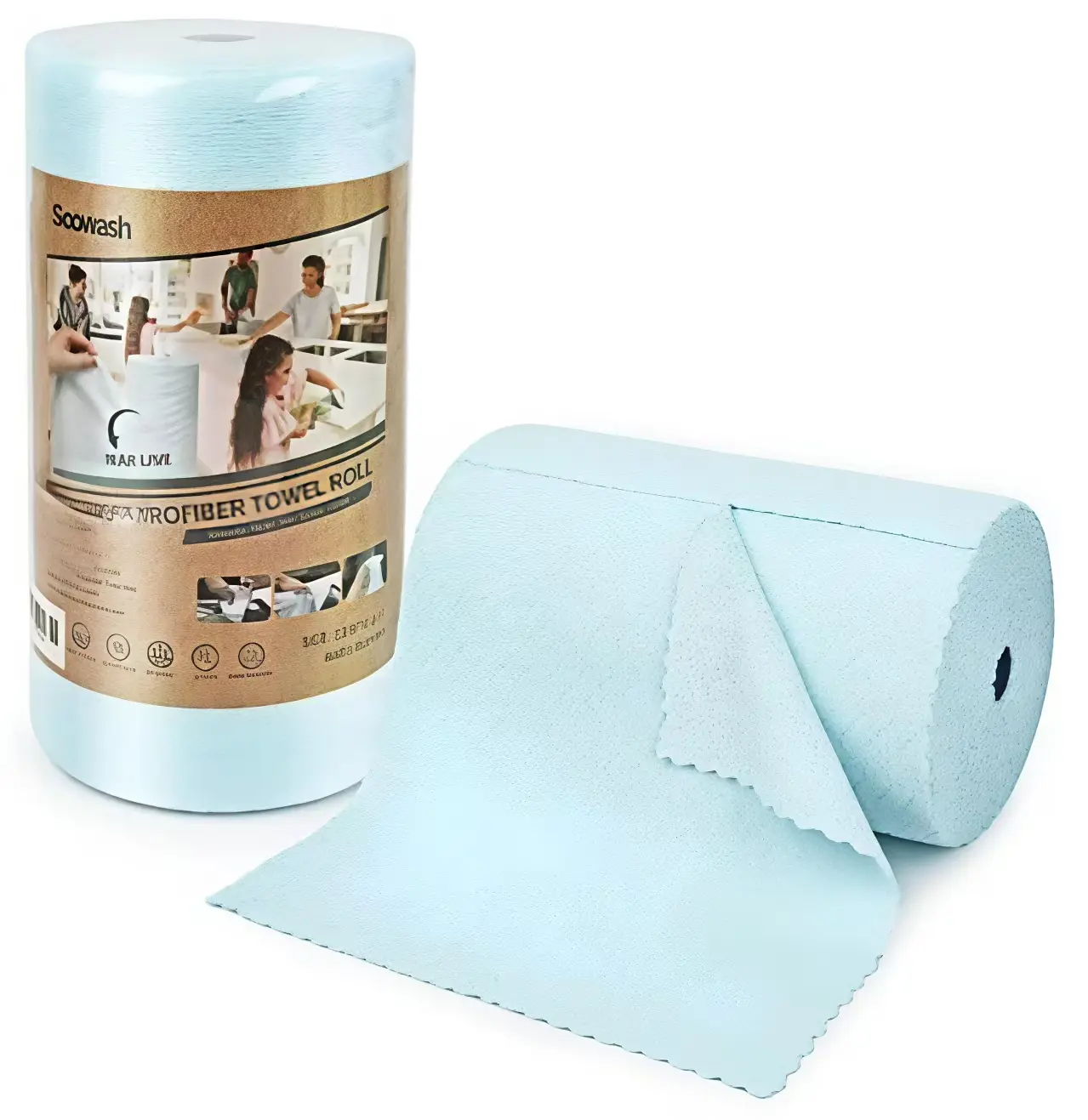 Microfiber Cleaning Cloths Roll - 30-Pack 8.8"x8.8" Pink Ripple, Soft, Thick, Smooth, Ultra-Absorbent, Lint-Free, Reusable, Washable, Scratch-Free Camp Kitchen Rags & Facial Towels for Camping, Hiking