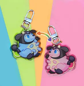 Cow Double Sided Glitter Keychain with U-Shaped Clasp