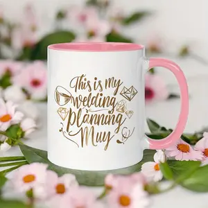 1 piece, 3A grade, This is my wedding planning mug, fashion coffee mug with Golden print, 11oz ceramic mug, ideal tea cup perfect for wedding anniversary gift for bride/ groom/ bridesmaids/ groomsmen/ guest