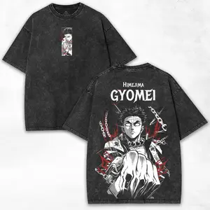 Gyomei Himejima – Demon Slayer Vibe + Monk Fury Art + Vintage Washed Oversized Tee + Collector Edition Basic Cotton