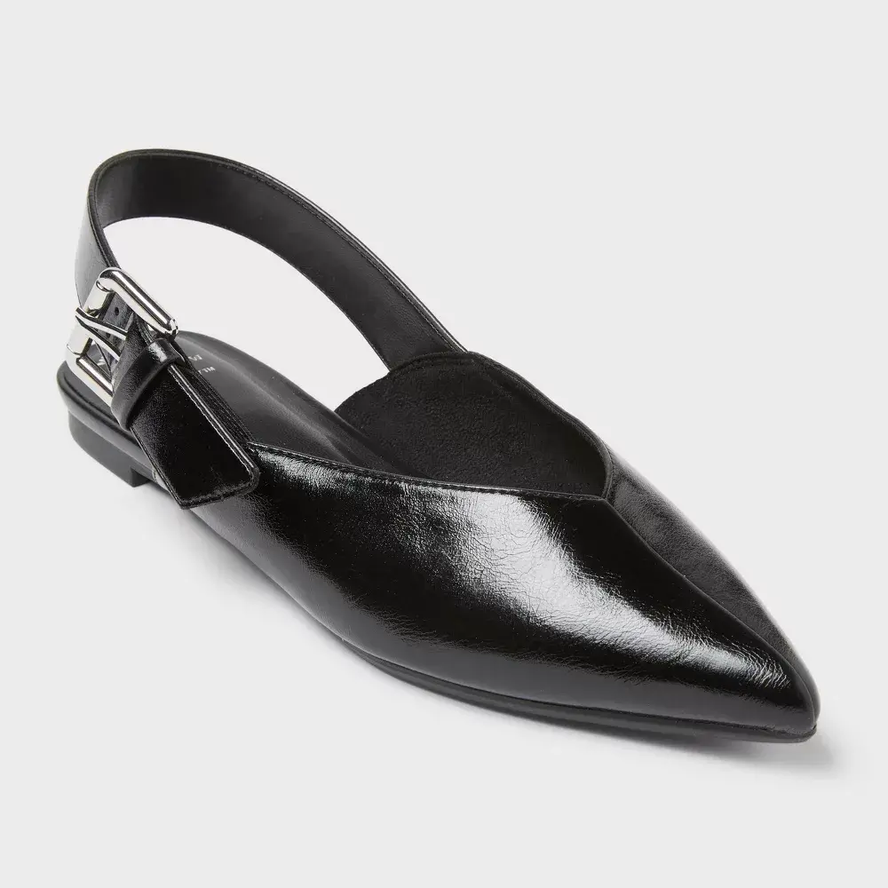 Women’s Victoria Sling Back Side Buckle Flats with Memory Foam Insole – A