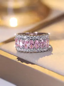 Sparkling Artificial Zircon Decorated Ring, Elegant Rhinestone Decor Ring for Women & Men, Fashion Accessories for Party, Daily Clothing Decor, Trendy All-match & Exquisite Jewelry for Birthday Gift, Stackable Rings, Elegant Glittering Ring