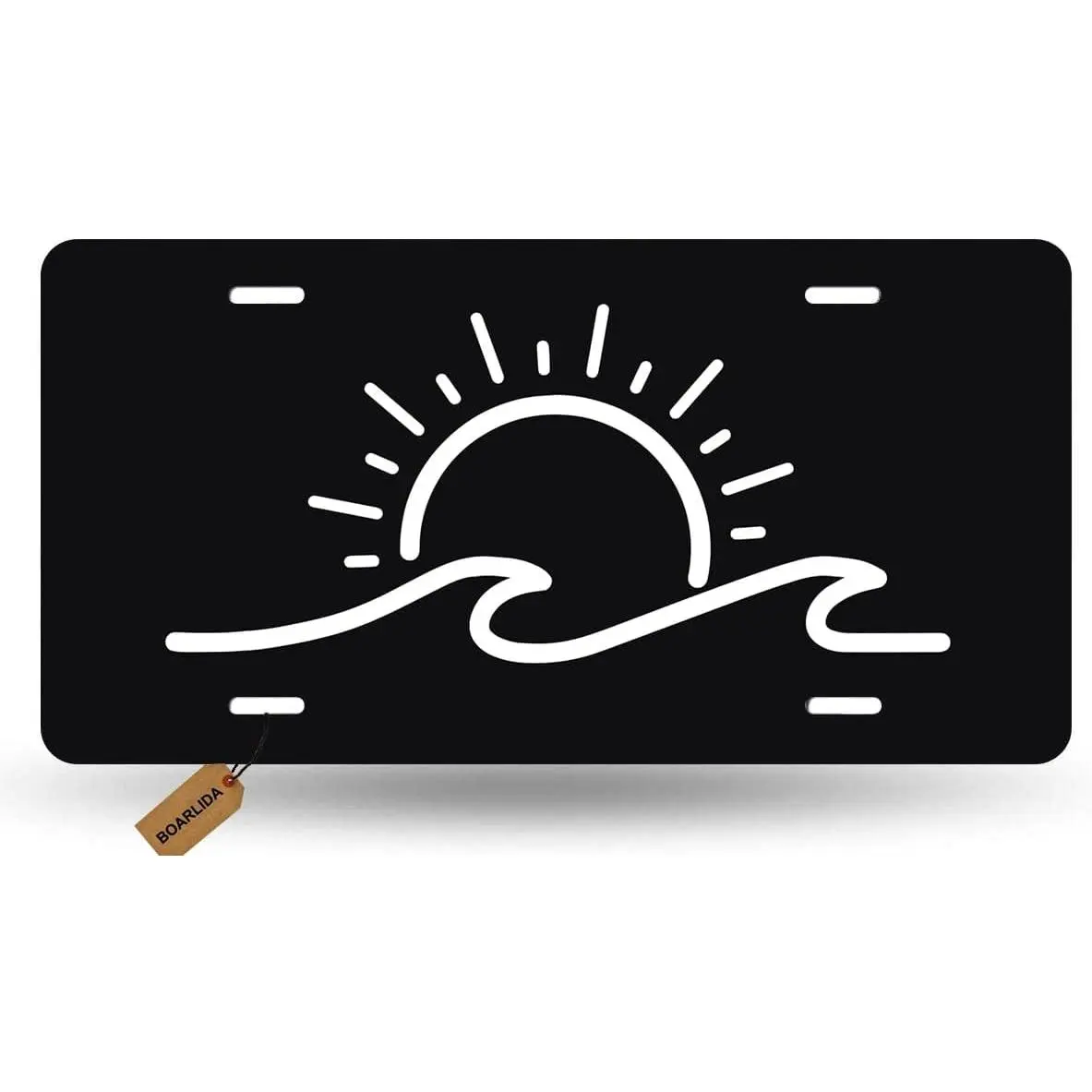 Sunrise and Ocean Wave License Plate Sunset and Ocean Wave Decorative Aluminum Car License Plate Covers for Women Men 12 X 6 Inch