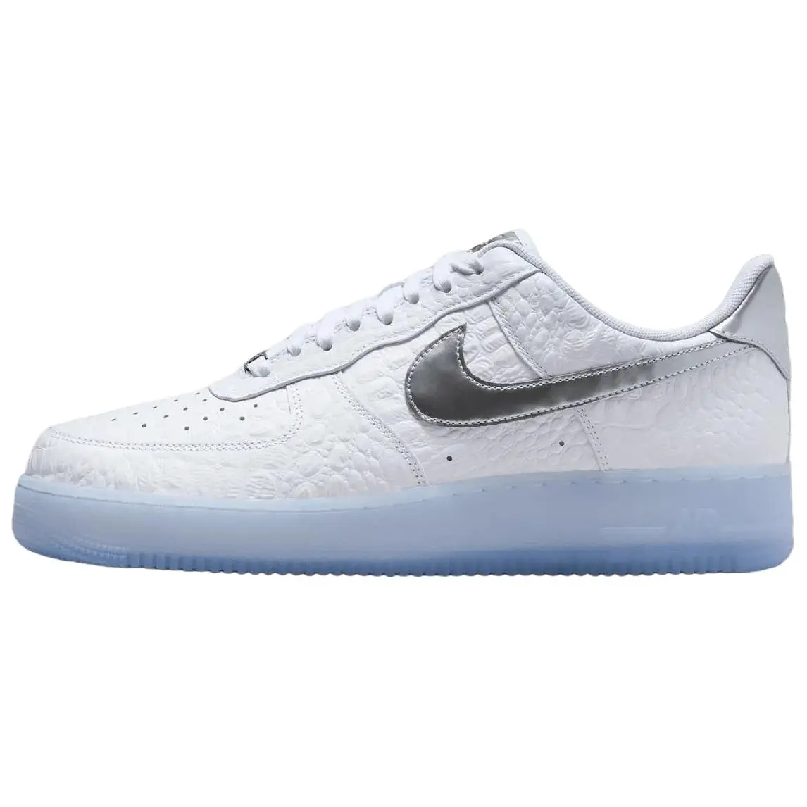Unisex NIKE Air Force 1 Low 'White Croc' Leather Sneakers - Low-Cut Streetwear Shoes with Croc Texture, Air Cushioning, Casual Wear, Runs Large