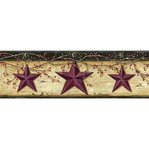 PUR44603B Ennis Wheat Rustic Barn Star Wallpaper Border
