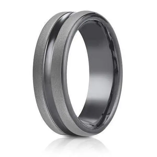 Forge Tantalum 6.5mm Powder Coated Finish Center Cut Design Ring Forge Tantalum 6.5mm Powder Coated Finish Center Cut Design Ring