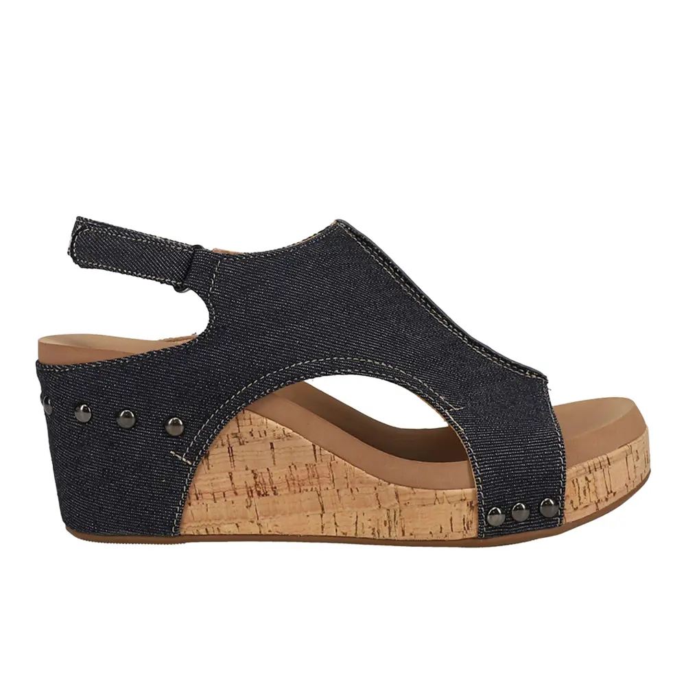 Corkys Footwear Womens Carley Studded Slingback Casual Sandals Casual High Heel 3" & Up - Black