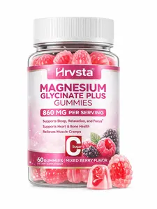 Magnesium Glycinate Plus Gummies 860mg, Sugar-Free, Non-GMO, Gluten-Free, Magnesium Gummies for Adults & Kids, Sleep, Relaxation & Focus, Magnesium Supplement for Women, Mixed Berry Flavor, 60 Count
