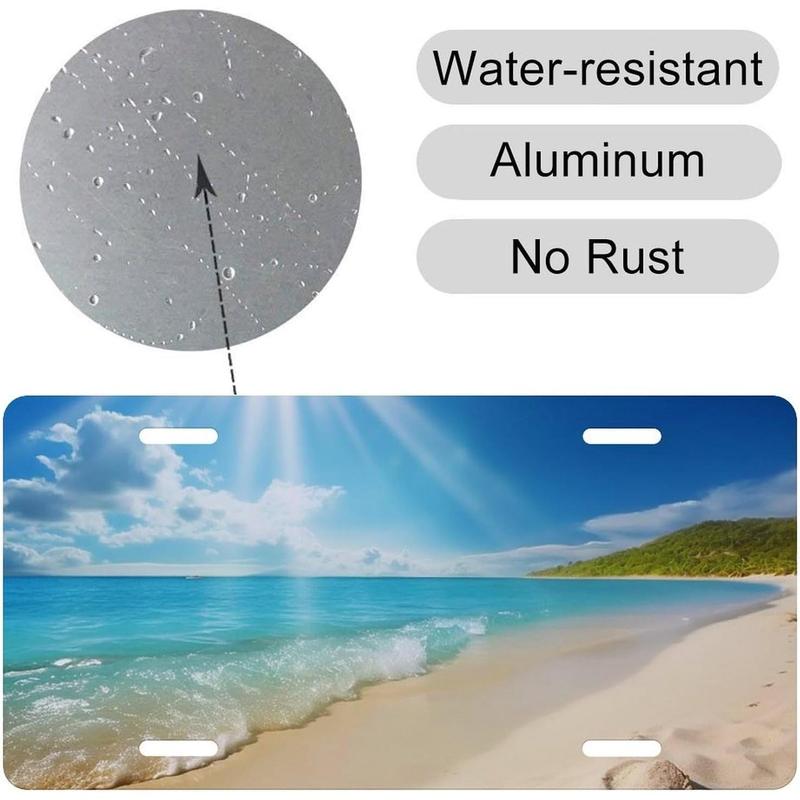 Bright Sunshine Summer Beach License Plate Frames for Women - Universal Aluminum, Rustproof, Personalized License Plate Cover with 4 Holes, 6x12 I